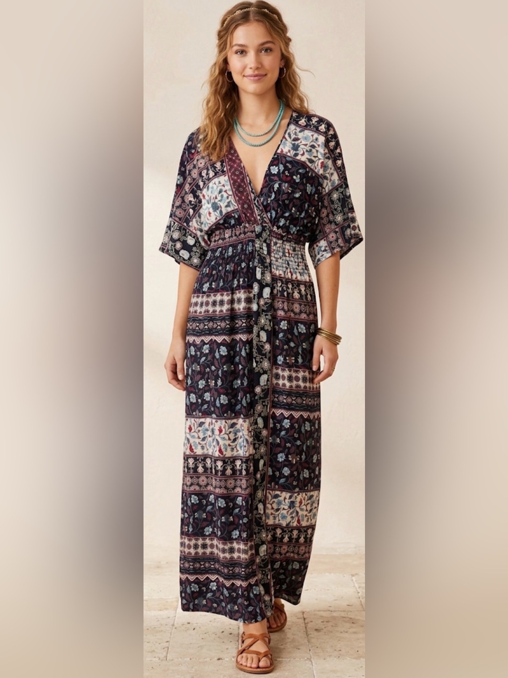 Altard State boho patchwork maxi dress
